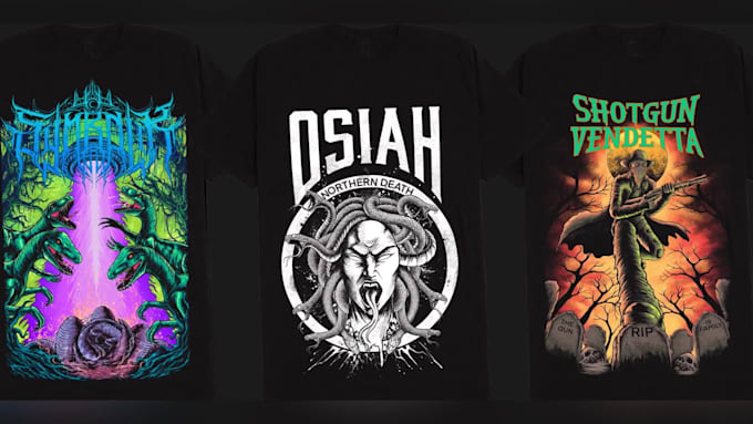 draw custom full color t shirt design for band or brand