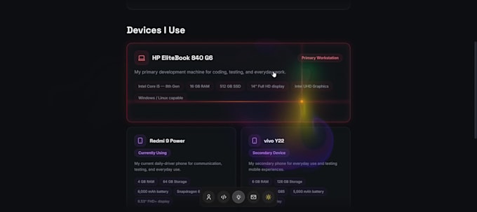 create a modern developer portfolio website