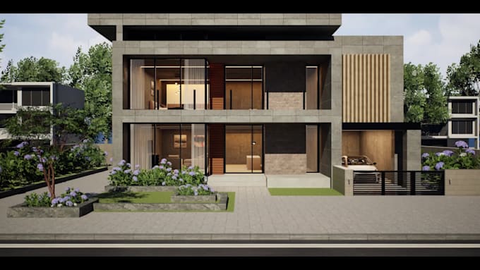 create photorealistic architectural 3d exterior rendering