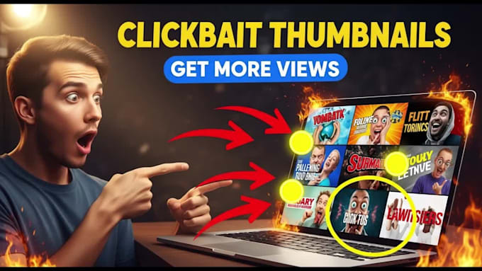 design clickbait youtube thumbnail design, high CTR, views