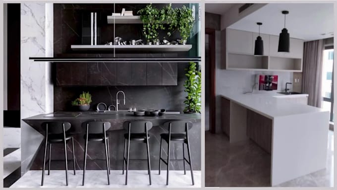 design a functional modular kitchen with realistic 3d rendering