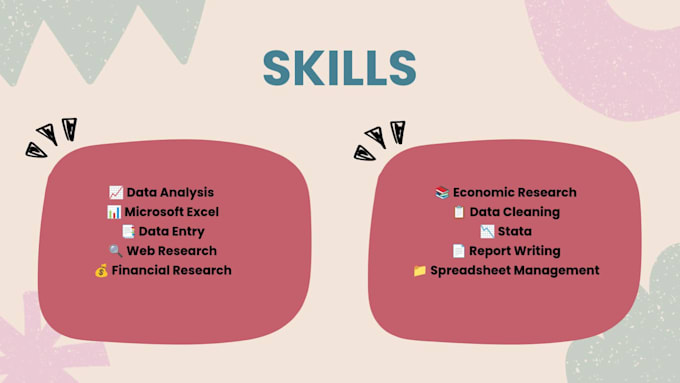 do data analysis, excel data entry, and economic research