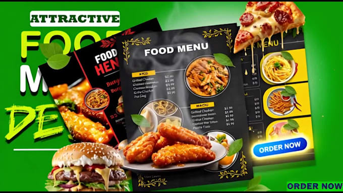 design a professional food menu card for restaurant and cafe