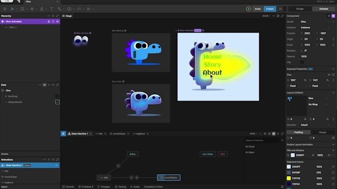 create interactive animations in rive, lottie, json, gif