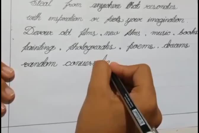 write neat cursive handwriting letters and notes in english
