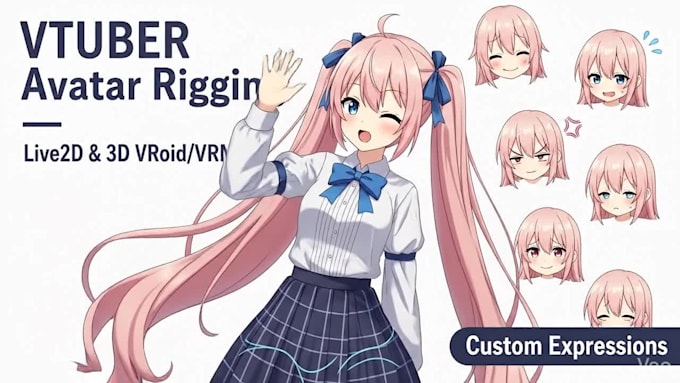 anime vtuber avatar live2d model 3d vroid vrm avatar rigging vtuber expressions
