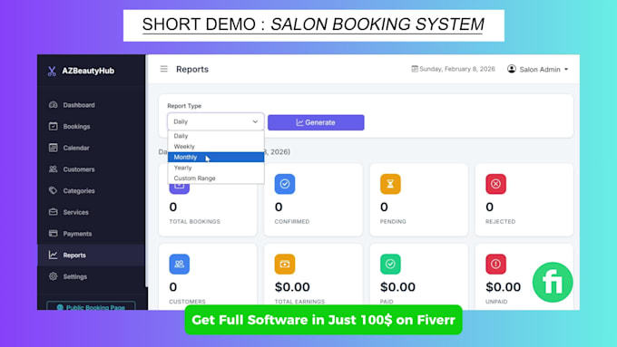 design a salon website and booking system