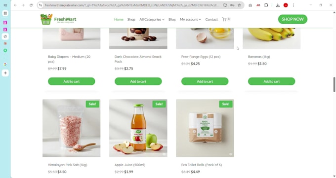 design a professional grocery store website using woocommerce and elementor