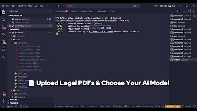 develop custom ai applications and python backend using fastapi