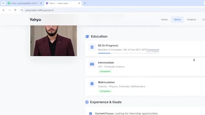 design a professional modern portfolio website