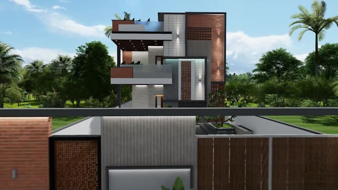 design a 3d house elevation, architectural walkthrough animation, 2d floor plan