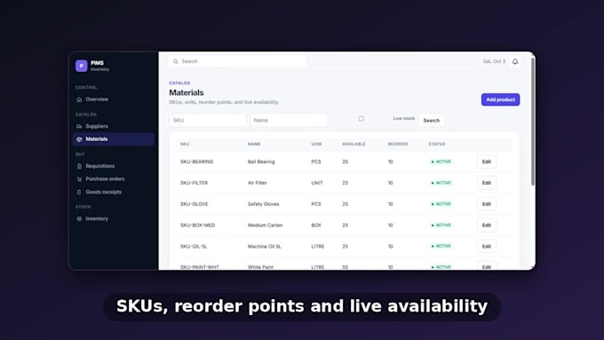 build a custom purchase order and inventory management system