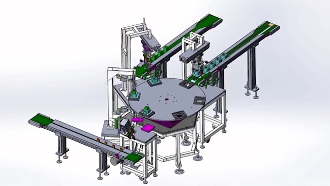 create 3d industrial machine, mechanical and engineering animation video