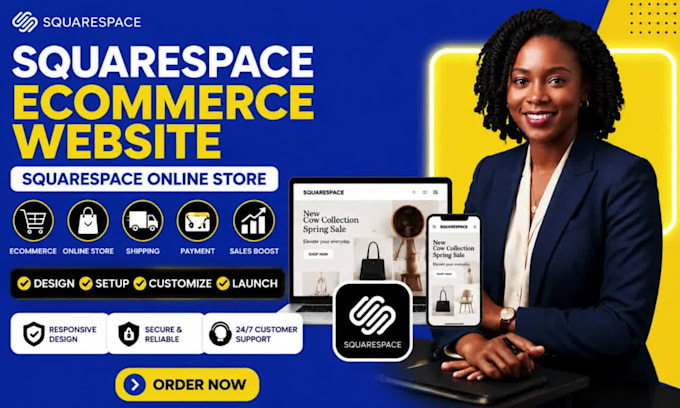 design a custom squarespace ecommerce website, squarespace website for business