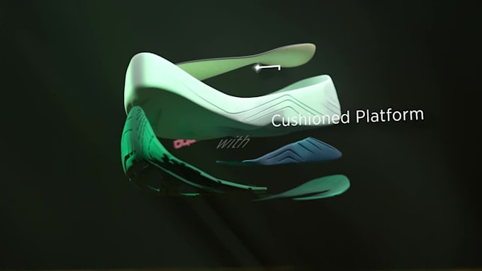 create cinematic 3d sneakers animation, 3d shoe product video 3d motion graphics