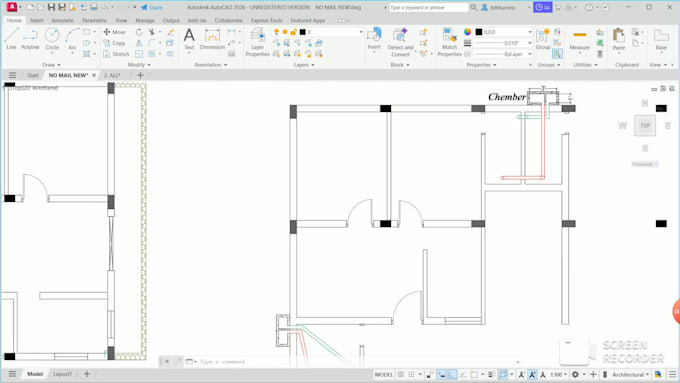 create professional autocad 2d floor plan and furniture layout