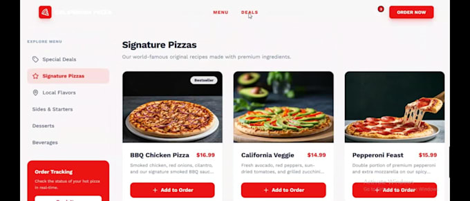 build a premium react food delivery or restaurant website