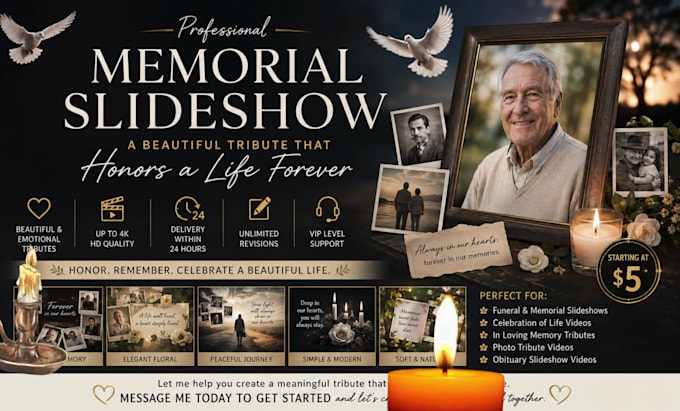 create wedding, birthday, memorial photo slideshow video