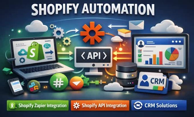 shopify automation, shopify zapier integration, shopify API integration, CRM