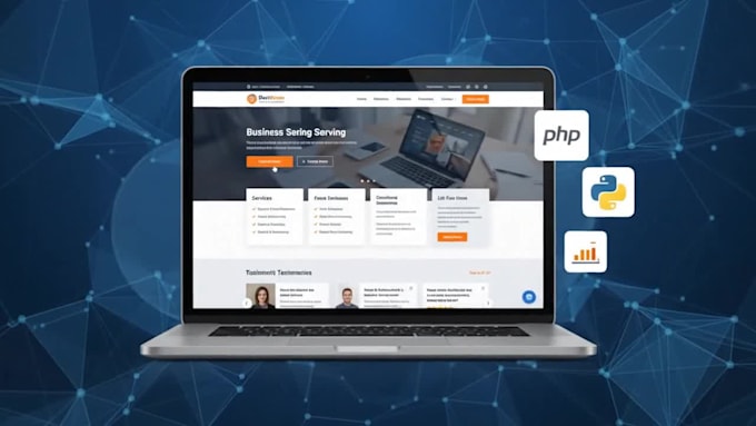 build a custom coded website using HTML CSS javascript with backend PHP python