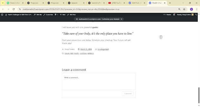 handle wordpress blog uploads, formatting, and SEO