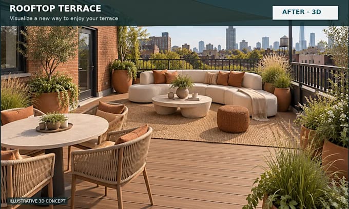 do 3d landscape rendering visualization for your garden backyard patio terrace