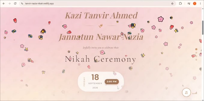 design a modern digital wedding invitation website