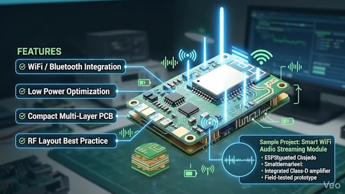 develop iot smart audio gadget and wireless speaker audio device pcb layout