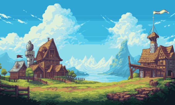 do pixel art scene pixel animation character design sprite sheet tileset