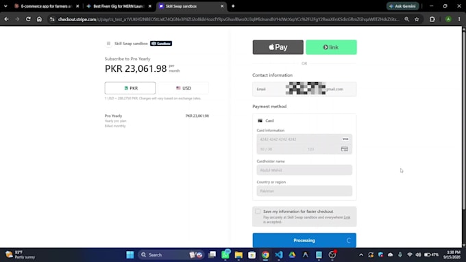 integrate stripe and local payment gateways jazzcash easypaisa in react node js
