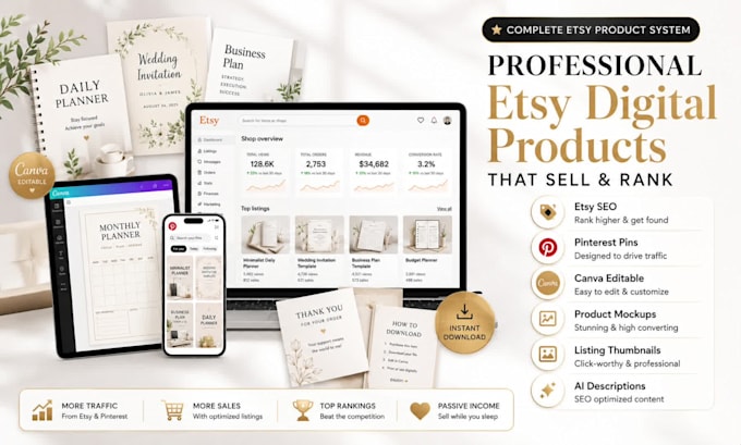 create pinterest optimized etsy digital products with SEO