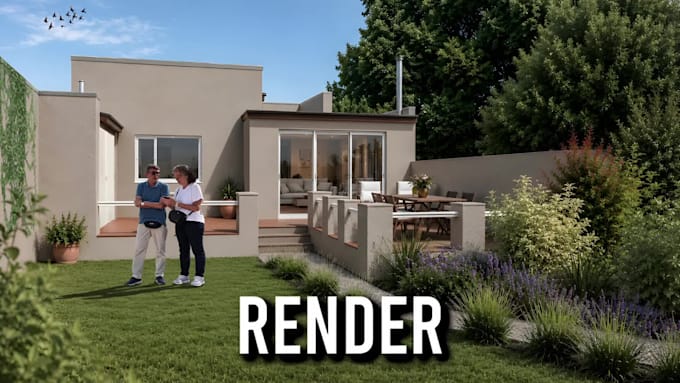photorealistic architectural render from sketchup