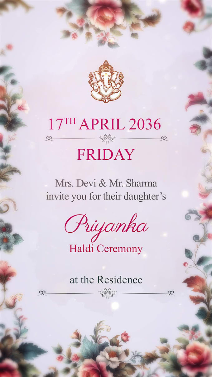 create an animated indian wedding invitation video