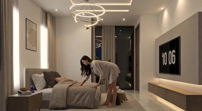 do modern interior design and architectural 3d rendering