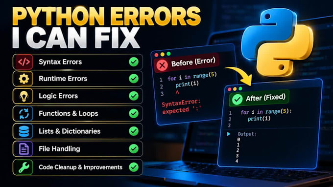 fix bugs and errors in your python code
