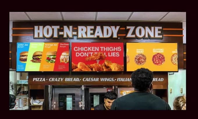 do TV screen animated and digital menu board qr code for restaurant bar cafe