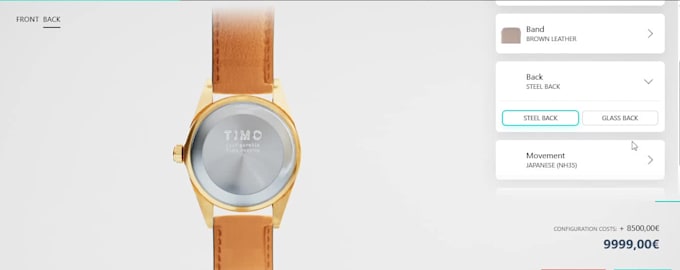 interactive 3d wristwatch configurator using threejs and webgl