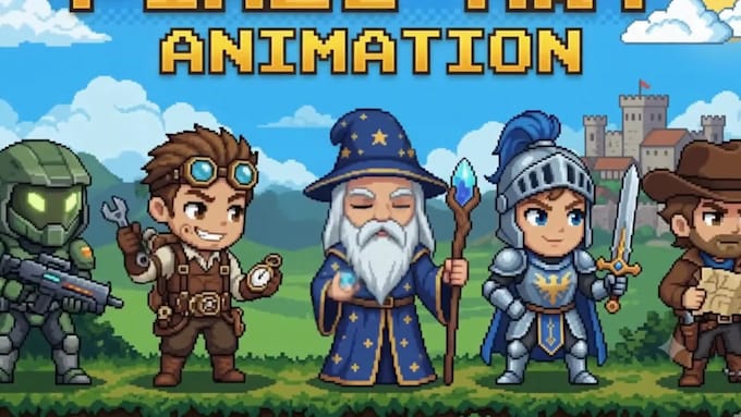 do pixel art animation, spritesheet, game art, indie game, game character