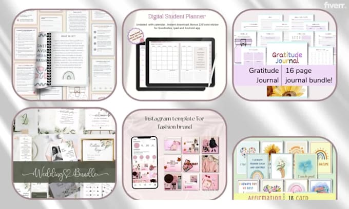 design digital products, planners, journals, calendars