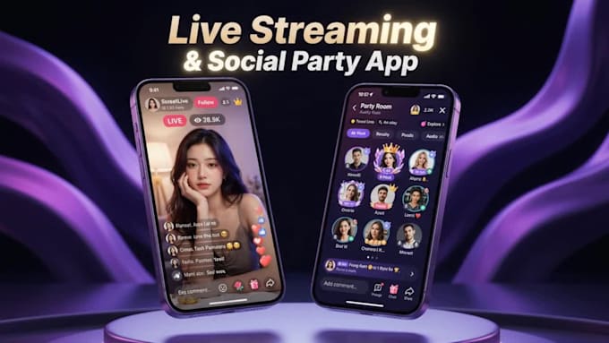 develop a live streaming, party, voice chat and social app with admin panel