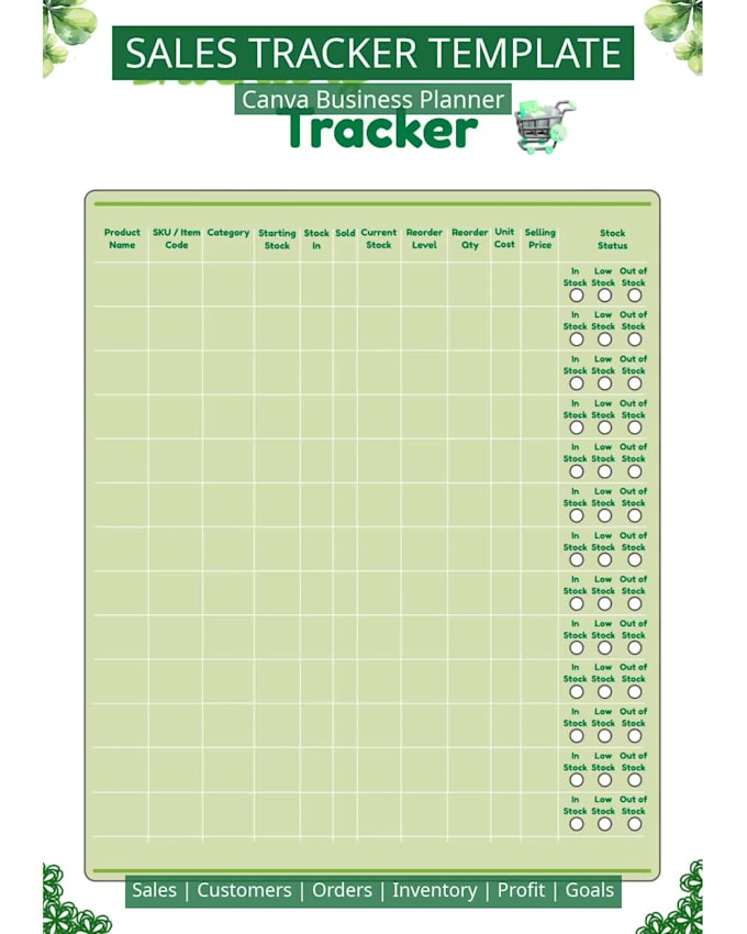 design a sales tracker template in canva