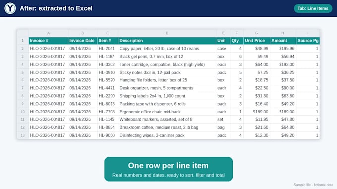 convert pdf to excel or csv, bank statement, invoice pdf data extraction