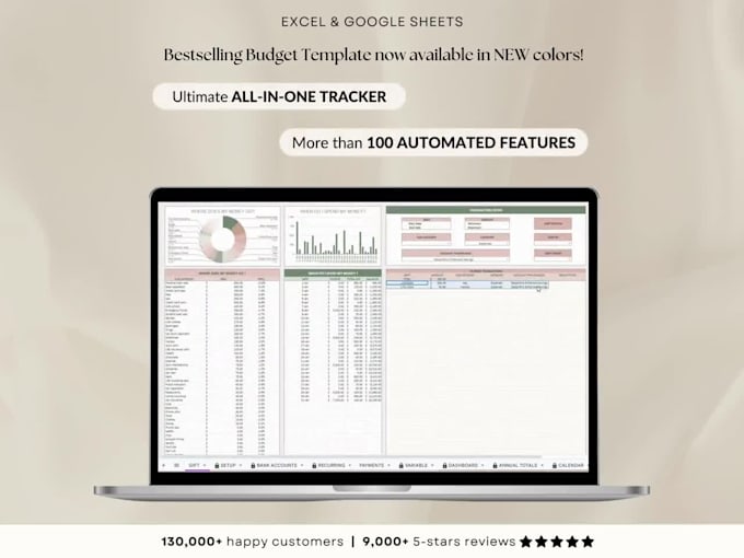 design custom excel or google budget spreadsheet, automate vba, csv, charts etsy