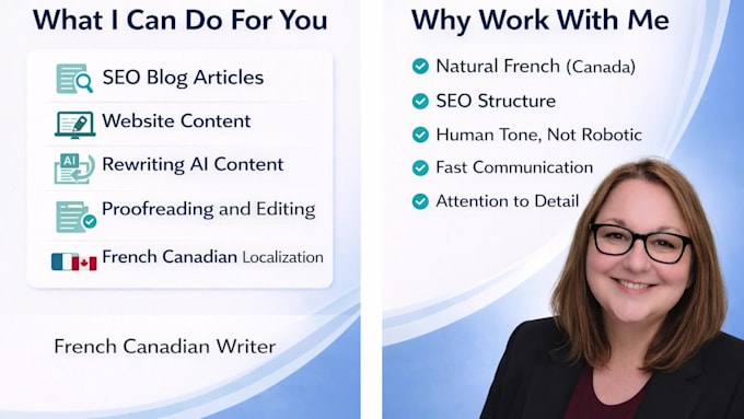 write SEO content in french canadian