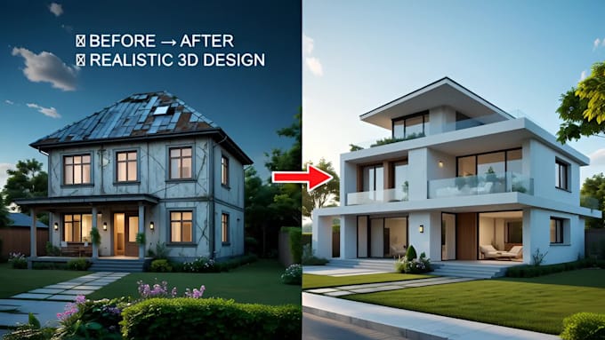 realistic 3d architectural exterior and interior
