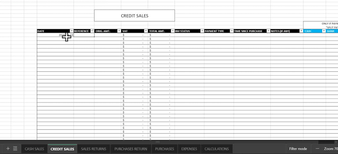 make a basic excel with basic calculations for your business