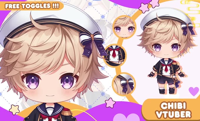 design and rig cute chibi  vtuber model in live2d anime for vtube studio stream