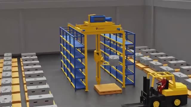 create 3d warehouse automation storage system asrs process animation video