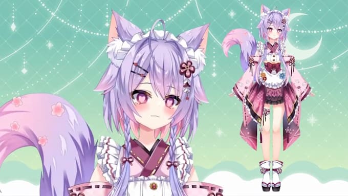 draw and rig 2d vtuber model live 2d vtuber model commission anime vtuber live2d