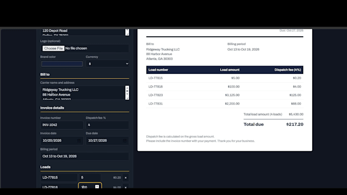 create an ai invoice generator web and other apps
